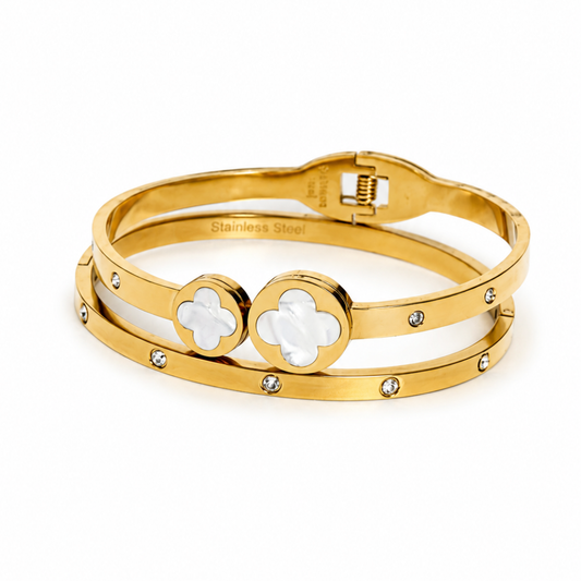 White Duo Gold Clover Set