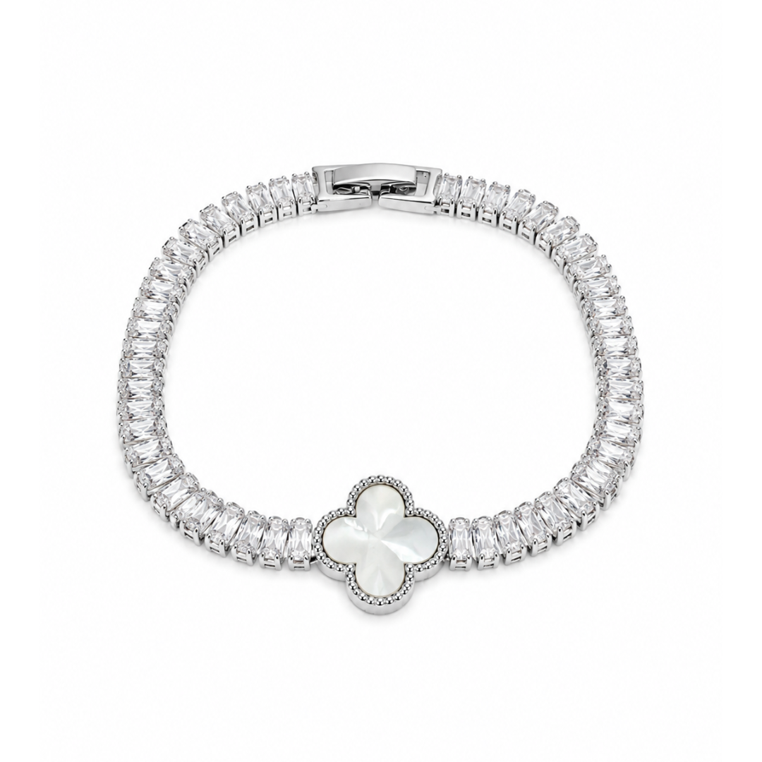 Silver Clover Tennis Bracelet